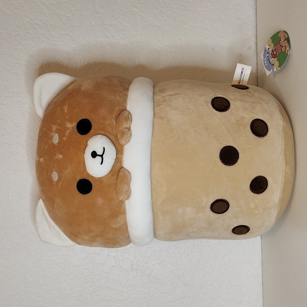 Takashoji Brown Corgi in Milktea Boba Tea Cup 14 IN
